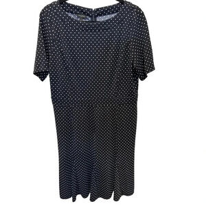 Talbots Women's black Short Sleeve Crew Neck Polka Dotted Career Dress Size 16